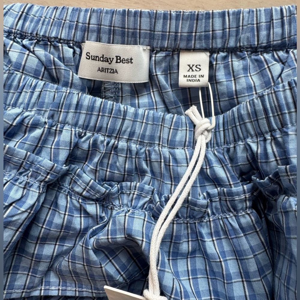 NWT Aritzia Blue Theo poplin Tiered Mini Skirt size xs - Picture 10 of 12